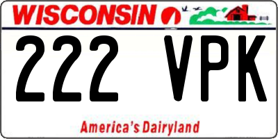 WI license plate 222VPK