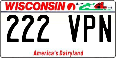WI license plate 222VPN