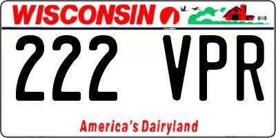 WI license plate 222VPR