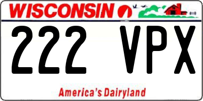 WI license plate 222VPX