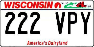 WI license plate 222VPY