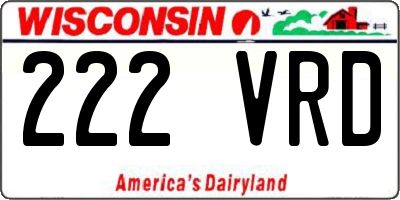 WI license plate 222VRD