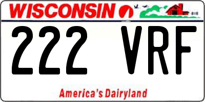 WI license plate 222VRF