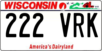 WI license plate 222VRK