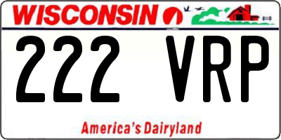 WI license plate 222VRP