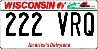 WI license plate 222VRQ