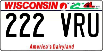 WI license plate 222VRU