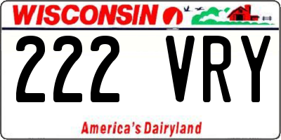 WI license plate 222VRY