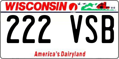 WI license plate 222VSB