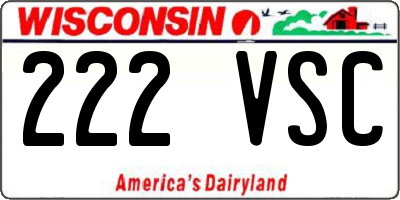 WI license plate 222VSC