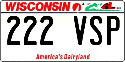 WI license plate 222VSP