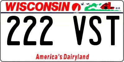 WI license plate 222VST