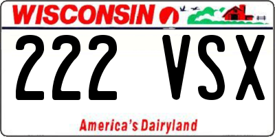 WI license plate 222VSX