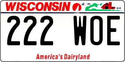 WI license plate 222WOE