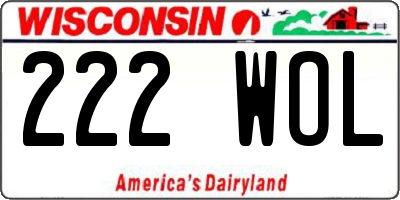 WI license plate 222WOL