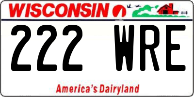 WI license plate 222WRE