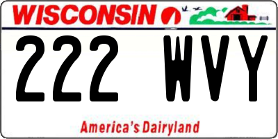 WI license plate 222WVY