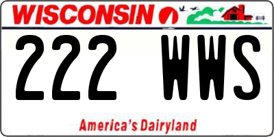 WI license plate 222WWS