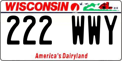 WI license plate 222WWY