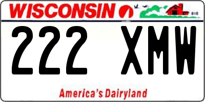 WI license plate 222XMW