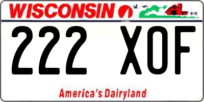 WI license plate 222XOF