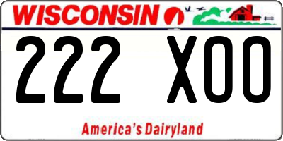 WI license plate 222XOO