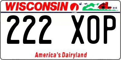 WI license plate 222XOP