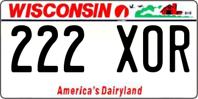 WI license plate 222XOR