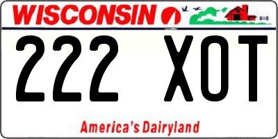 WI license plate 222XOT