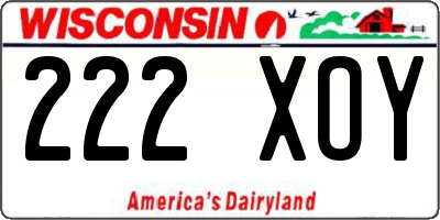WI license plate 222XOY
