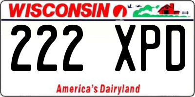 WI license plate 222XPD