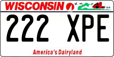 WI license plate 222XPE