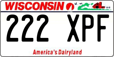 WI license plate 222XPF