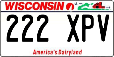 WI license plate 222XPV
