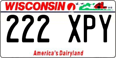 WI license plate 222XPY
