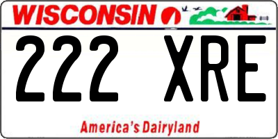 WI license plate 222XRE