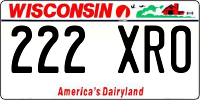 WI license plate 222XRO