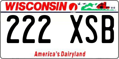 WI license plate 222XSB
