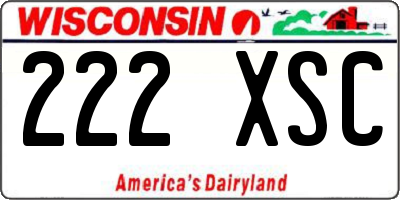 WI license plate 222XSC