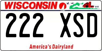 WI license plate 222XSD