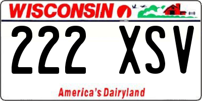 WI license plate 222XSV