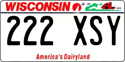 WI license plate 222XSY