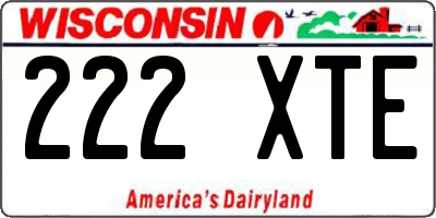 WI license plate 222XTE