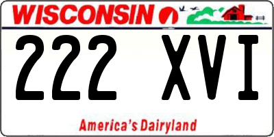 WI license plate 222XVI