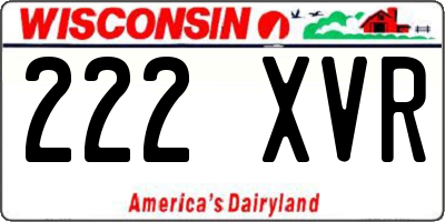 WI license plate 222XVR