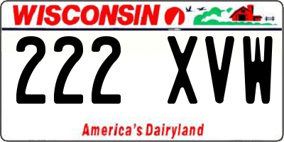 WI license plate 222XVW