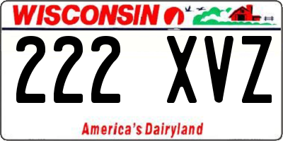 WI license plate 222XVZ
