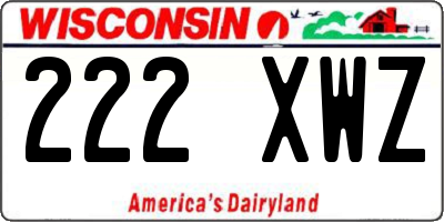 WI license plate 222XWZ