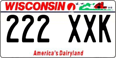 WI license plate 222XXK