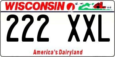 WI license plate 222XXL